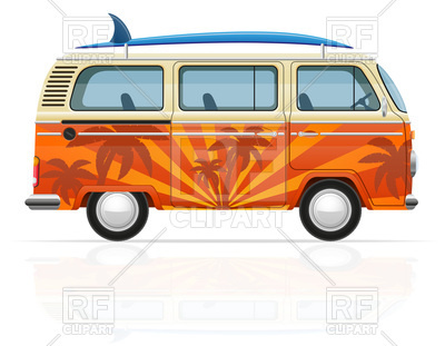 400x311 Retro Minivan With A Surfboard