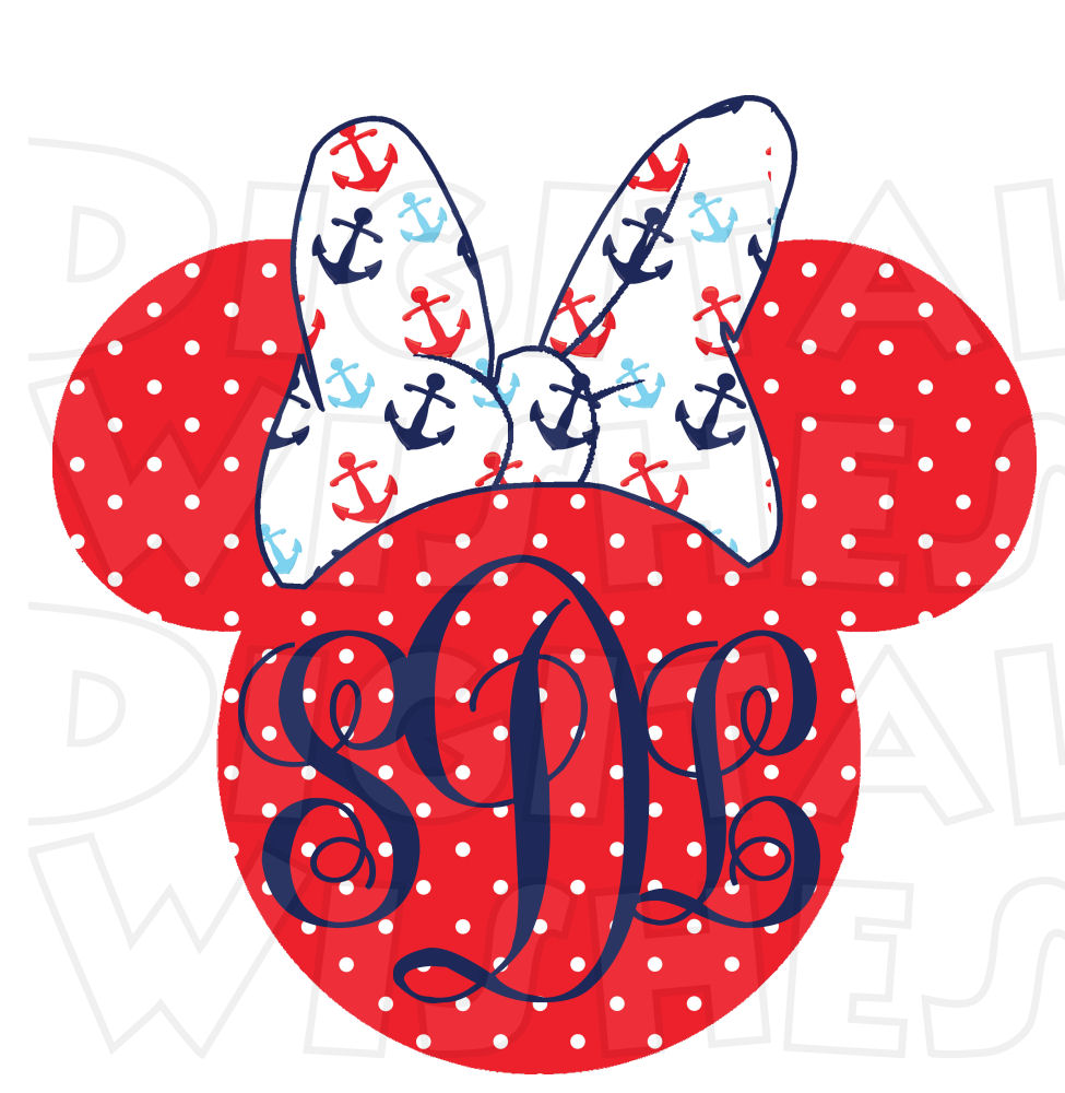 975x1000 Monogram Nautical Disney Cruise Minnie Mouse Ears Heads