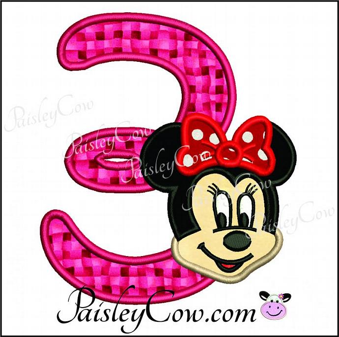 690x687 Minnie Mouse Face Number 3 Three Third Birthday By Paisleycow