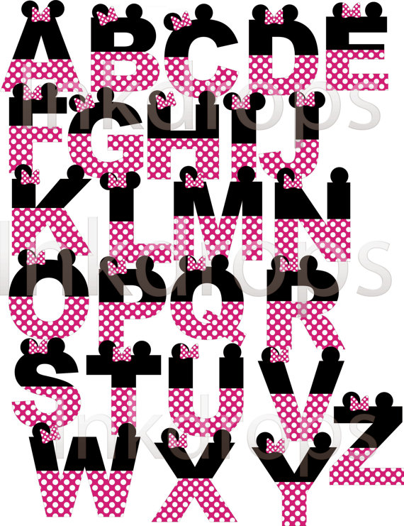 570x741 Minnie Mouse Inspired Letters And Numbers Pink Polka Dot With Bow