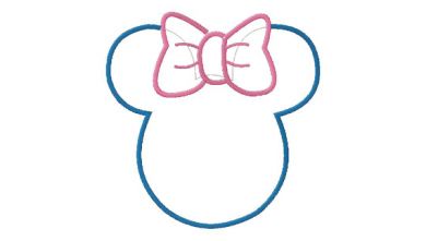 390x221 Applique Disney Minnie Mouse Ears Head Machine Embroidery Design