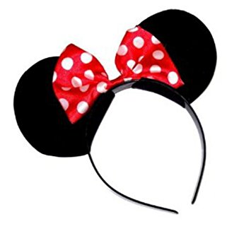 355x327 Black Minnie Mouse Ears On Head Band With Red Bow ,perfect Fancy