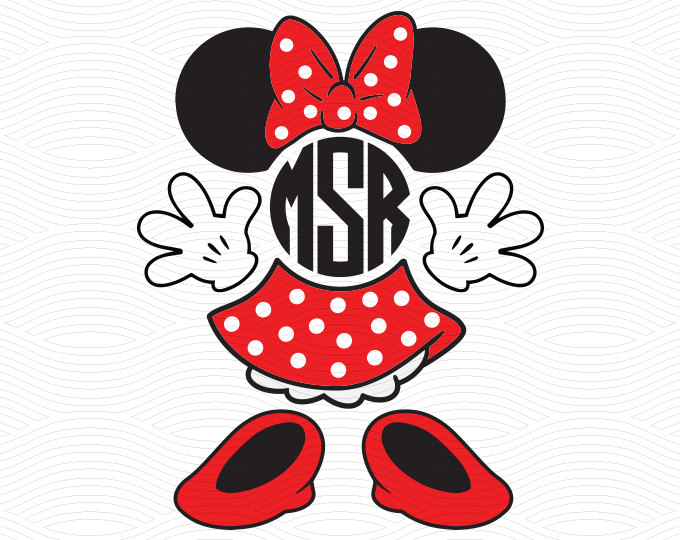 680x540 Minnie Mouse Monogram Set (Svg, Eps, Dxf, Studio3) Mouse Ears Cut
