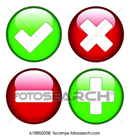 448x470 Clip Art Of Tick Cross Minus Plus Signs K19852038