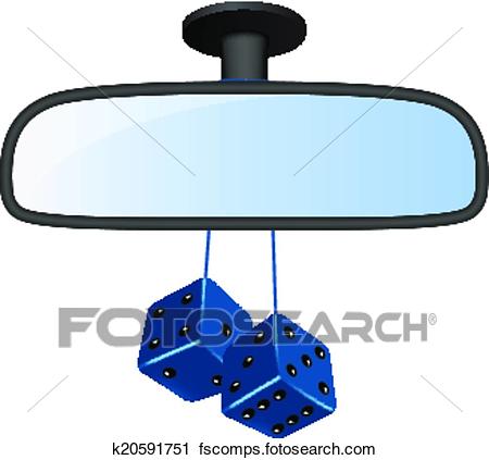 450x423 Clipart Of Car Mirror With Pair Of Blue Dices K20591751