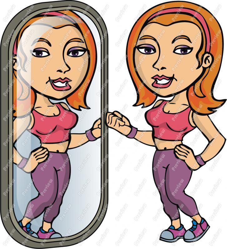 727x800 Fitness Woman Looking In Mirror Clip Art