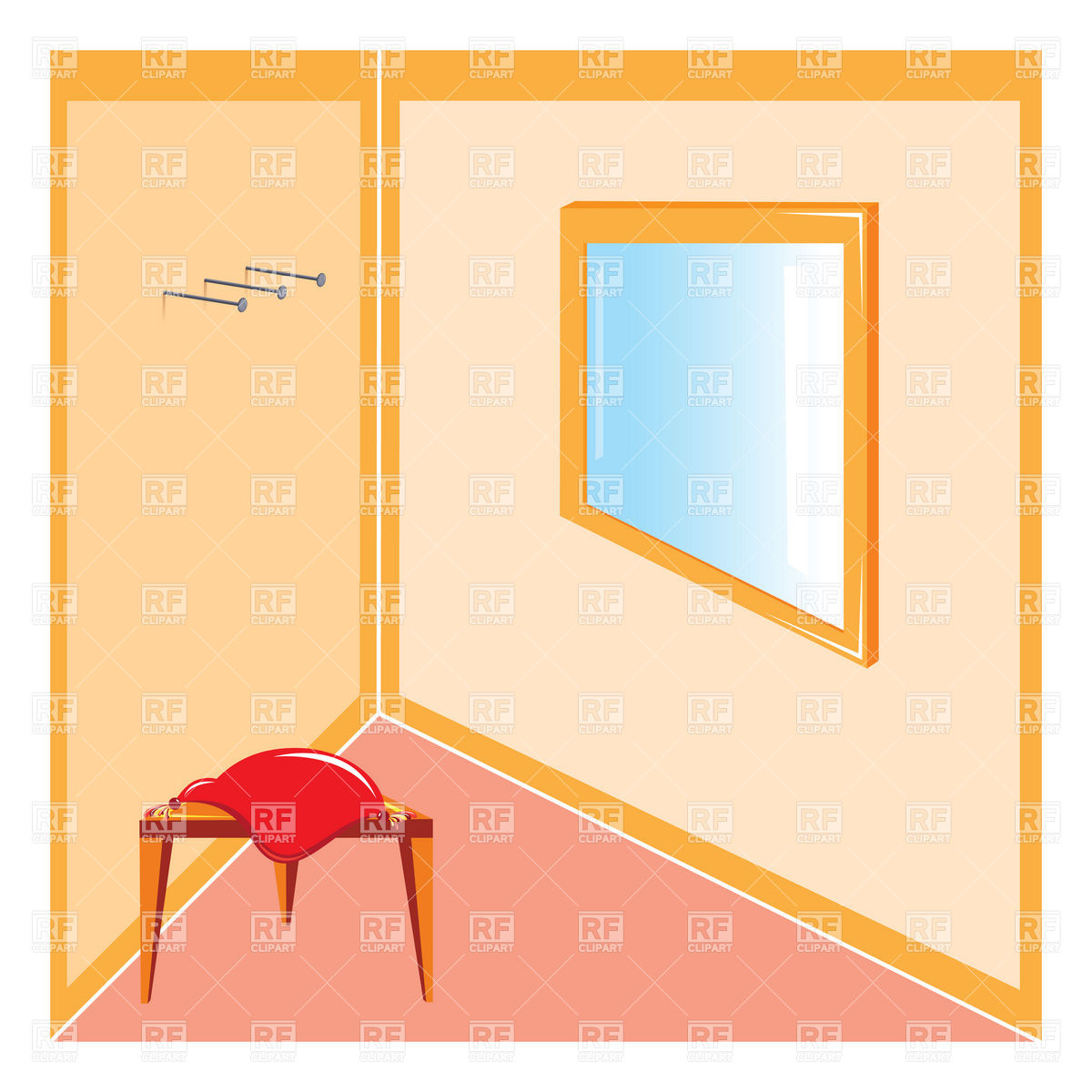 1200x1200 Corner Of The Room With Stool And Mirror Royalty Free Vector Clip