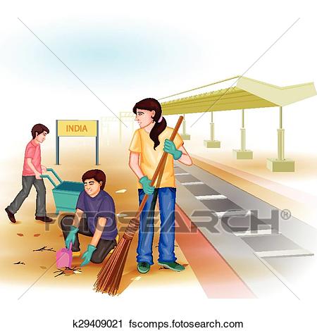 450x470 Clipart Of Clean India Mission K29409021