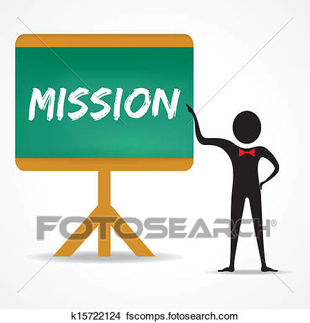 450x470 Clipart Of Man Points To Mission Word On Board K15722124