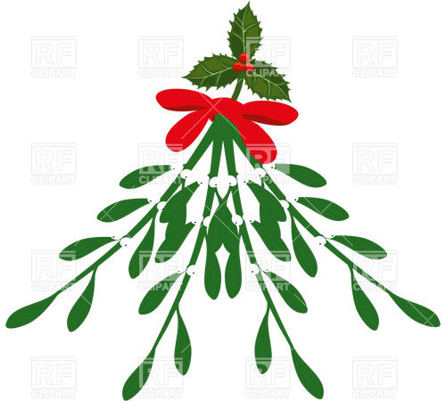 500x450 Mistletoe Branch With Red Ribbon Royalty Free Vector Clip Art