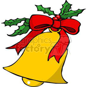 300x300 Royalty Free Christmas Bell With A Red Ribbon And Mistletoe 378132