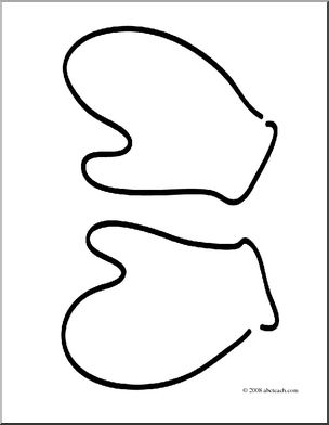 304x392 Clip Art Basic Words Mittens (Coloring Page) I