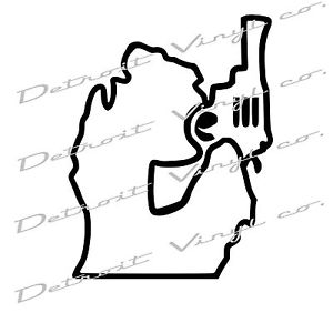 300x300 Michigan Holding Gun Revolver, Michigan Mitten Pistol Decal