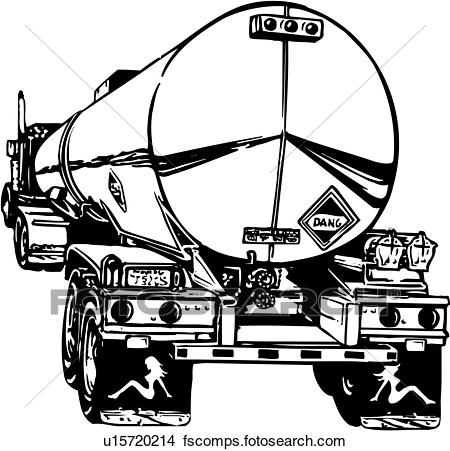 450x451 Clipart Of Illustration, Lineart, Tanker, Truck, Oil, Gas