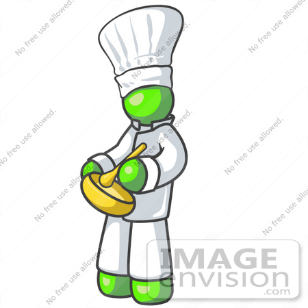 450x450 Clip Art Graphic Of A Lime Green Guy Character Chef Mixing