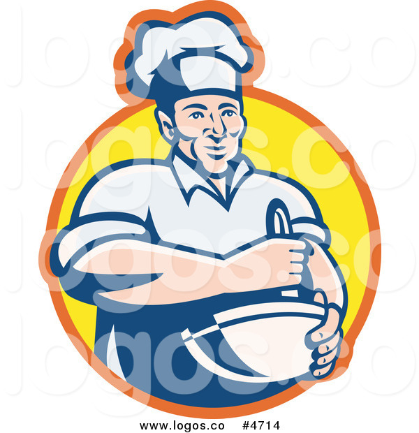 600x620 Royalty Free Clip Art Logo Of A Happy Male Chef Using A Mixing