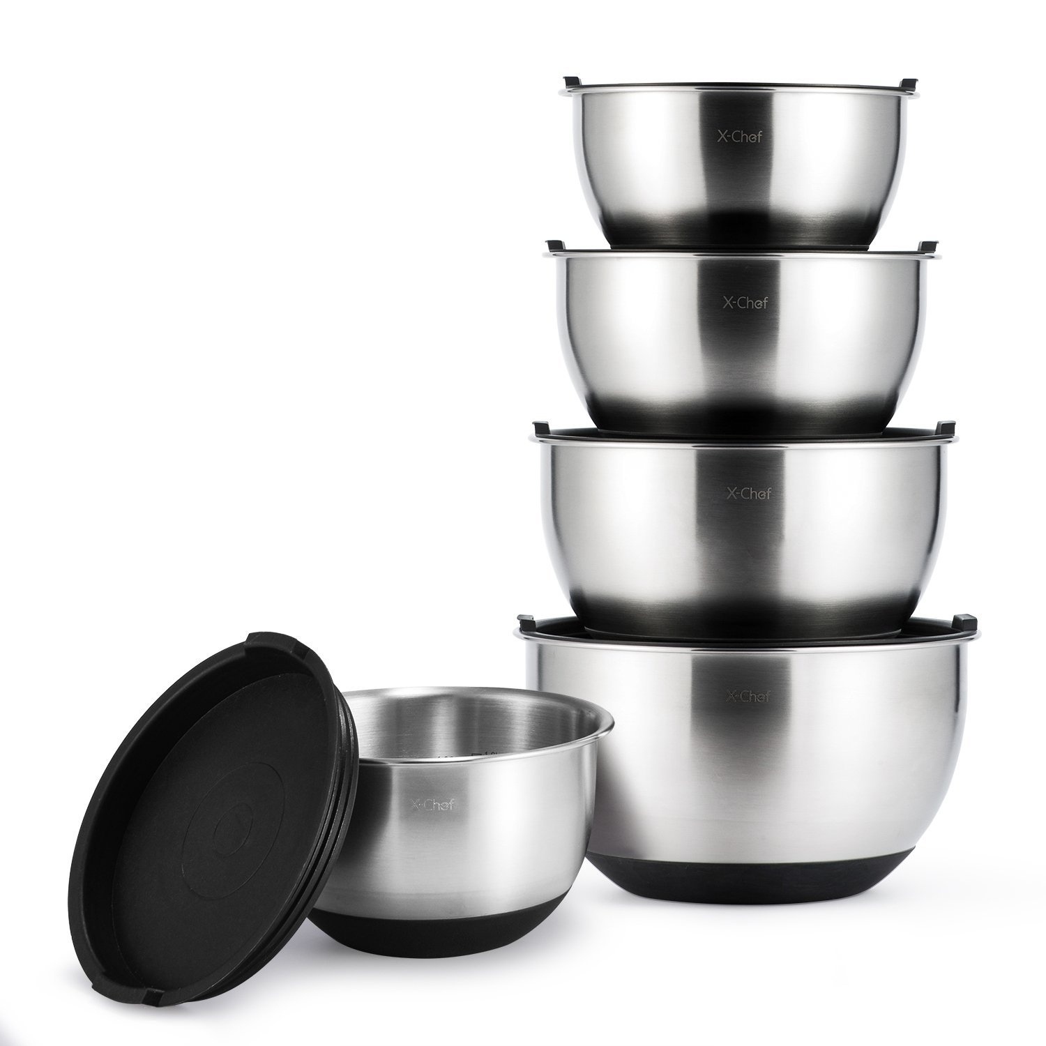 1500x1500 Stainless Steel Mixing Bowls With Lids,measurement Lines X Chef
