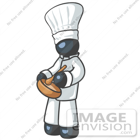 450x450 Clip Art Graphic Of A Dark Blue Guy Character Chef Mixing