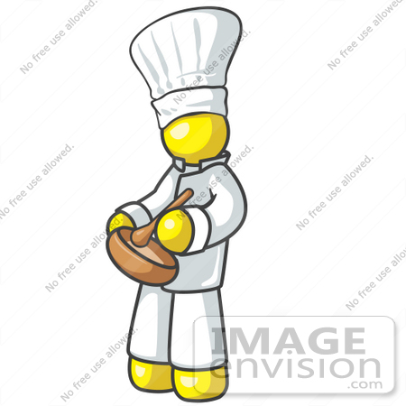 450x450 Clip Art Graphic Of A Yellow Guy Character Chef Mixing Ingredients