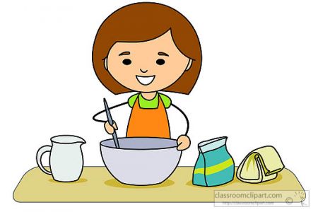 450x300 Kitchen Girl Making Mixing Baking Ingredients Clipart