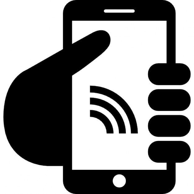 626x626 Hand With A Phone With Rss Feed Symbol On Screen Icons Free Download