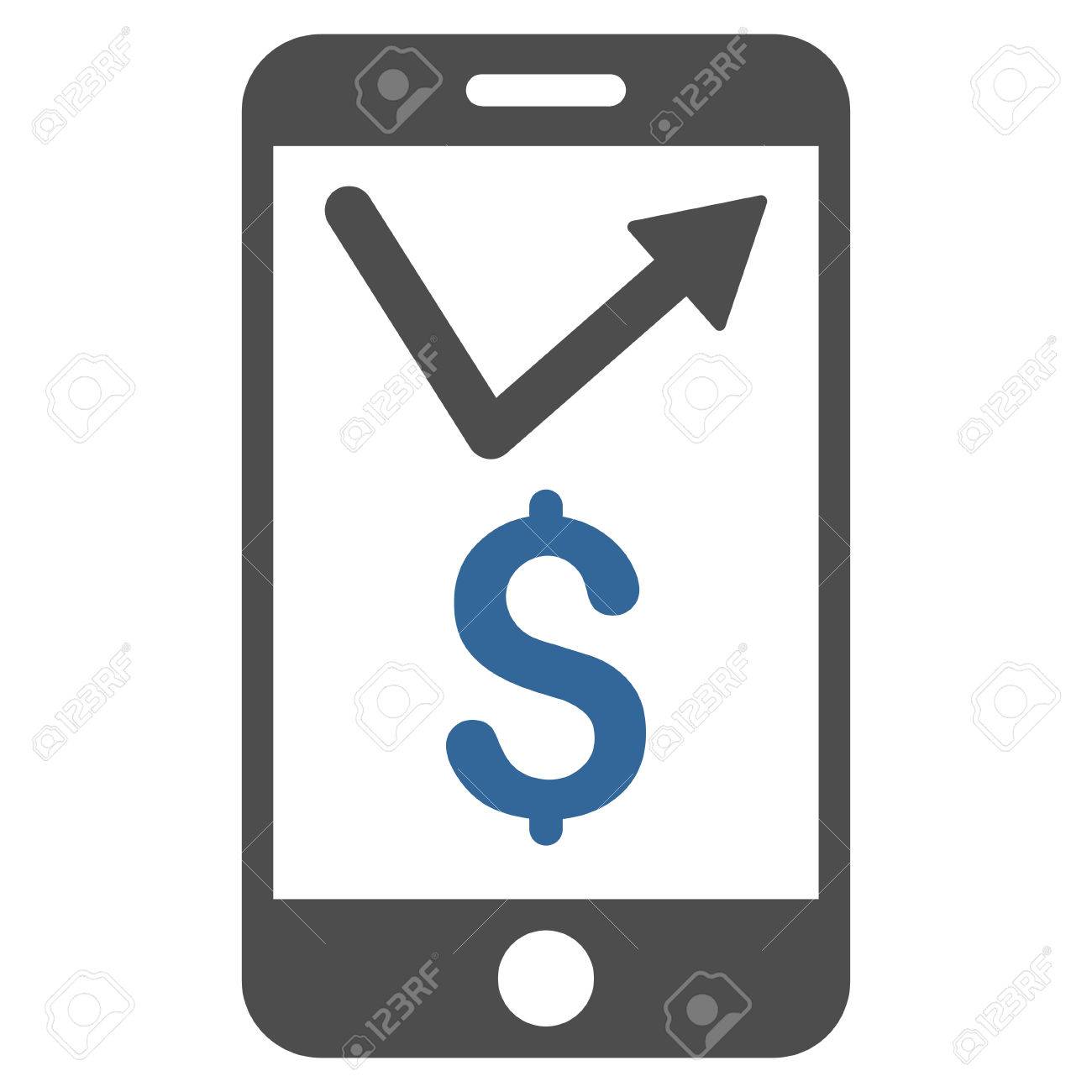 1300x1300 Mobile Sales Report Icon. Vector Style Is Bicolor Flat Iconic