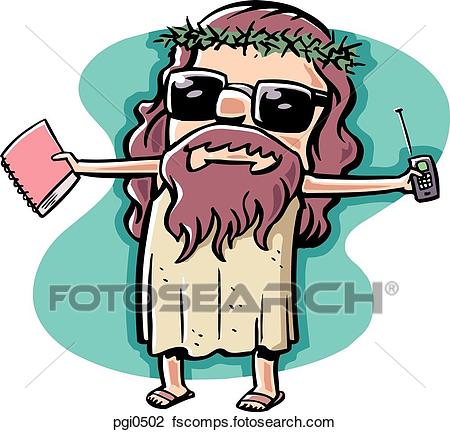 450x432 Clip Art Of A Picture Of Modern Jesus Complete With Cell Phone
