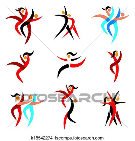 450x470 Clipart Of Modern Dancing Icons K18542274