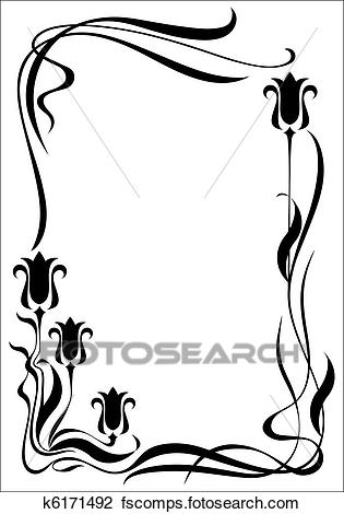 315x470 Clipart Of Vector Frame Modern Vertical Black On A White