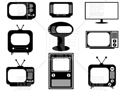 400x300 Silhouettes Of Retro And Modern Tv Sets Royalty Free Vector Clip