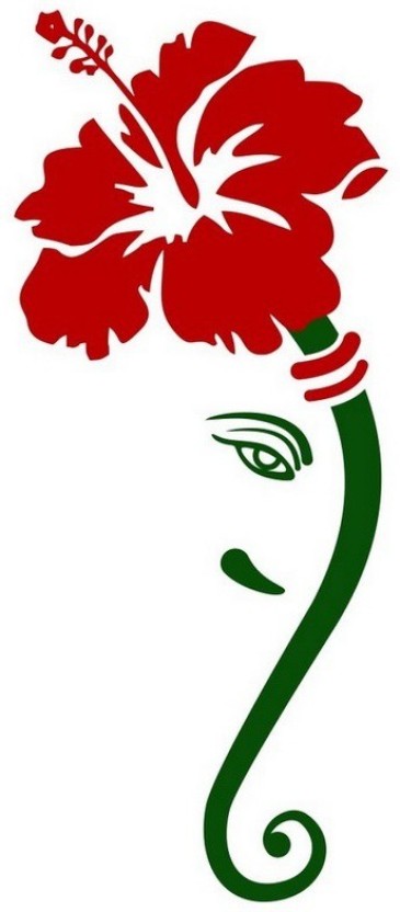 365x832 Happy Walls Modern Art Ganesha Red Hibiscus Flower Price