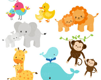 340x270 Pastel Mom And Baby Animals Clipart Set Clip Art Set Of Cute
