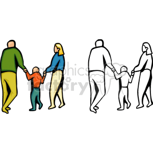 300x300 Royalty Free A Mom Dad And Child All Holding Hands Walking 155740