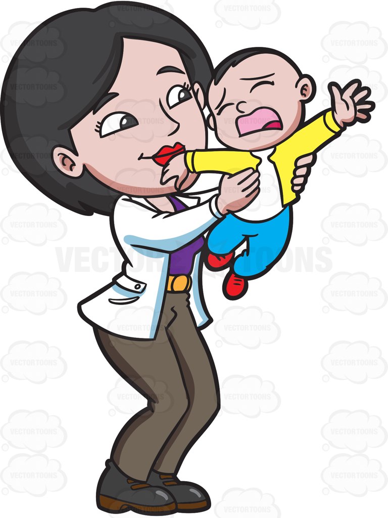 768x1024 A Mom Trying To Make Her Young Son Stop From Crying Cartoon