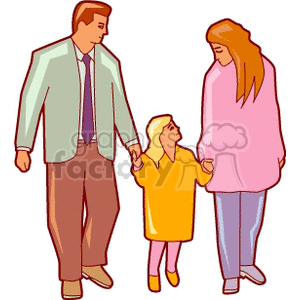 300x300 Royalty Free Mother And Father Walking With Their Daughter 157480