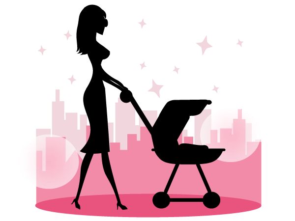 600x450 Mommy Walking Baby In A Stroller Vector Free 123freevectors