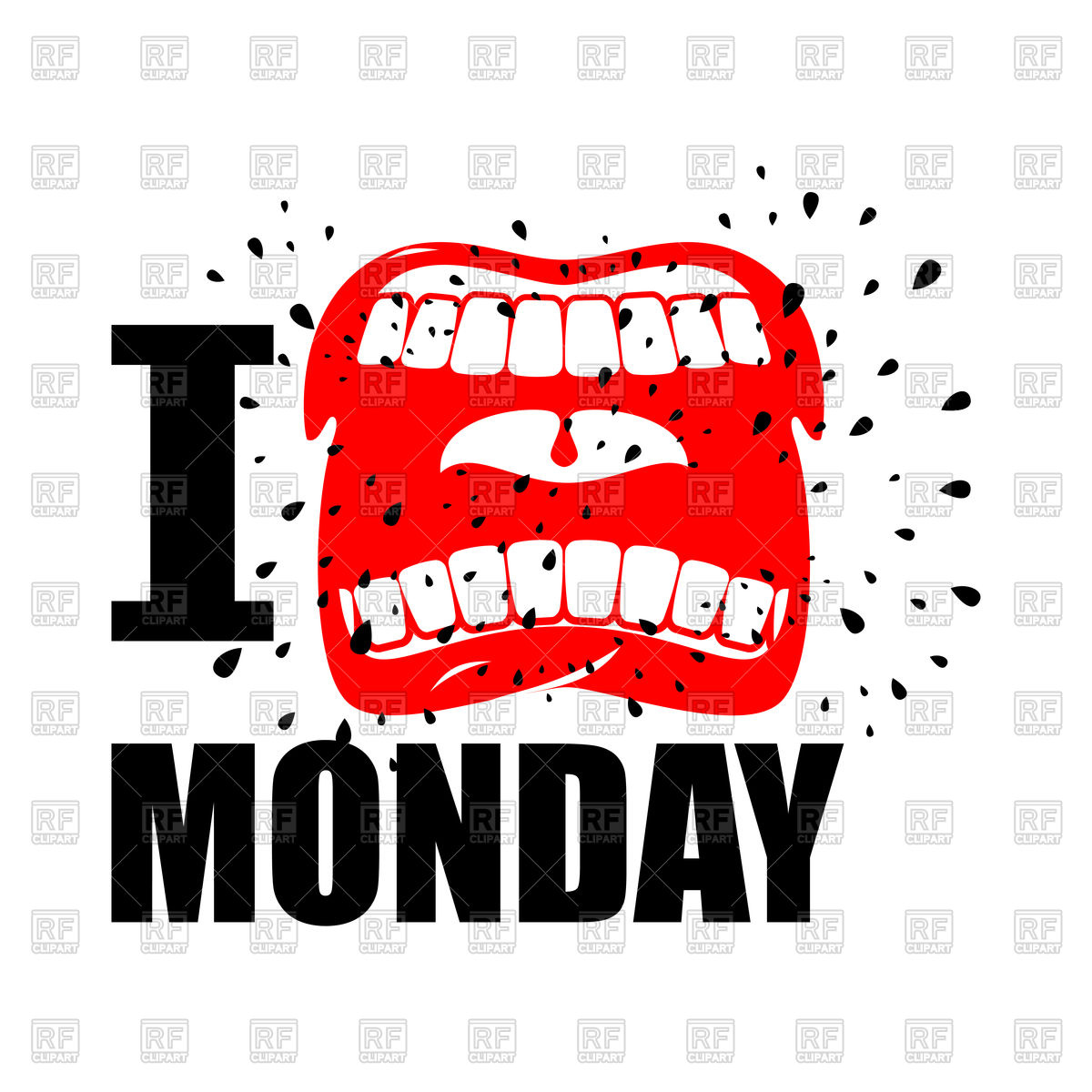 1200x1200 I Hate Monday. Yells And Strong Scream From Mouth. Royalty Free