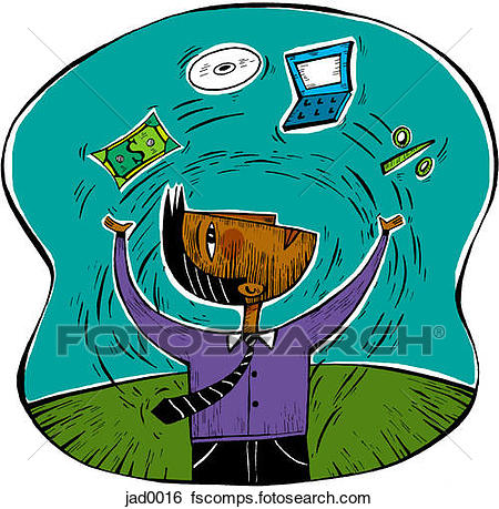450x459 Stock Illustration Of Man Juggling Money And Technology Jad0016