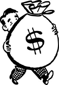 210x299 Man Carrying A Big Bag Of Money Clip Art