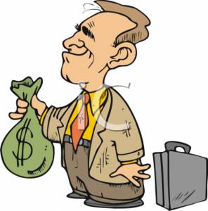 296x300 Clipart Of A Businessman With A Big Money Bag