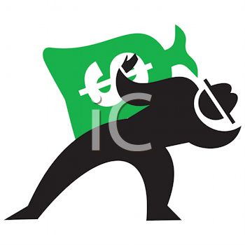 350x350 Silhouette Of A Man Holding A Bag Of Money Icon