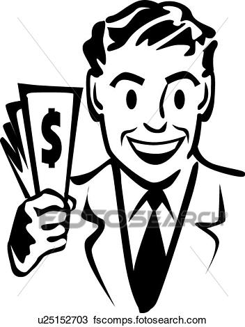 352x470 Clipart Of Businessman With Money U25152703
