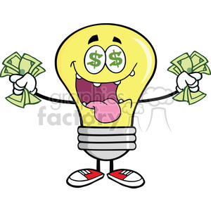 300x300 Royalty Free 6052 Royalty Free Clip Art Money Loving Light Bulb