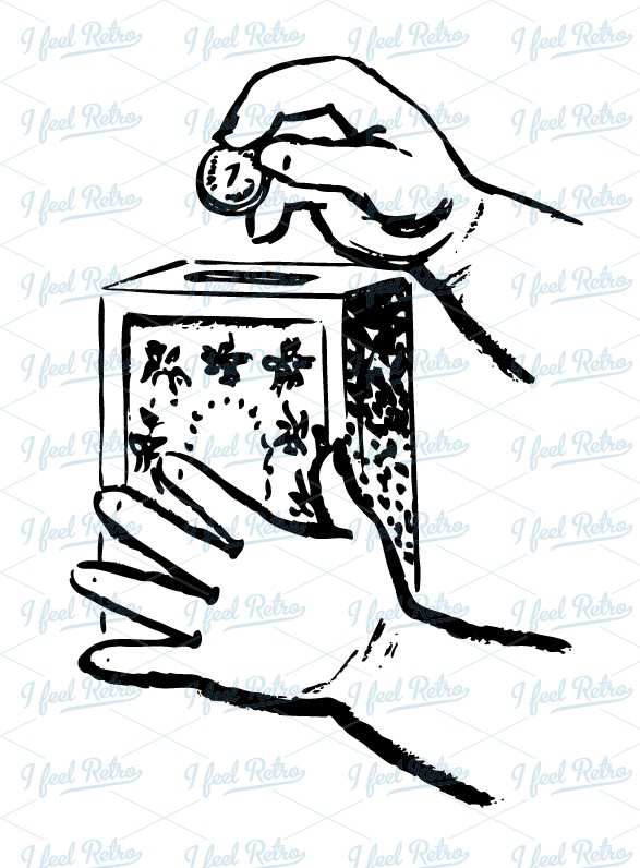 587x796 Retro Clipart Child's Hands With Money Box