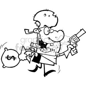 300x300 Royalty Free Cartoon Outlaw Cowboy Steals Money 378889 Vector Clip