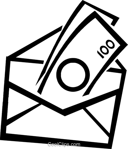 412x480 Money In An Envelope Royalty Free Vector Clip Art Illustration