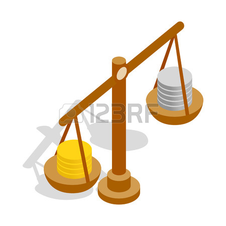 450x450 Scales With Coins Isometric Icon 3d On A Transparent Background