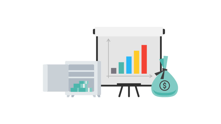 852x480 Businessman Safe Money Cup Objects Set. Motion Graphics