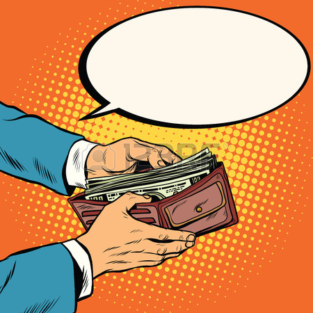 450x450 Empty Wallet, No Money Pop Art Retro Vector Illustration. Finance