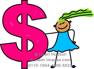 300x222 Illustration Of Cute Little Girl Holding A Giant Dollar Sign